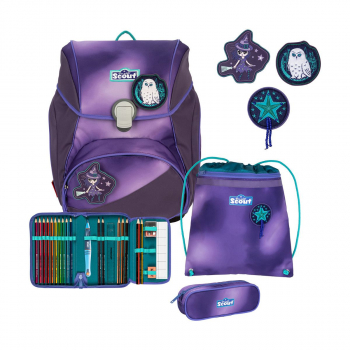 Scout Exklusiv Alpha Superflash Purple Magic Schulrucksack Set 4tlg.