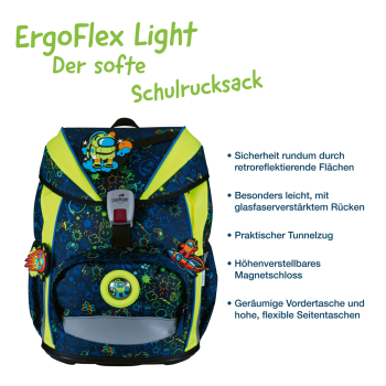 DerDieDas ErgoFlex Light Neon Crazy  Schulrucksack-Set