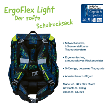 DerDieDas ErgoFlex Light Neon Crazy  Schulrucksack-Set