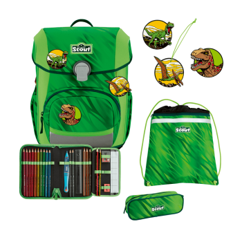 Scout Neo Schulranzen-Set 4 teilig DIN Dino Rex