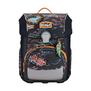 Preview: Scout Neo Exklusiv Safety Light Flames  Schulranzen Set 4 tlg. inkl. 3x AA Batterien