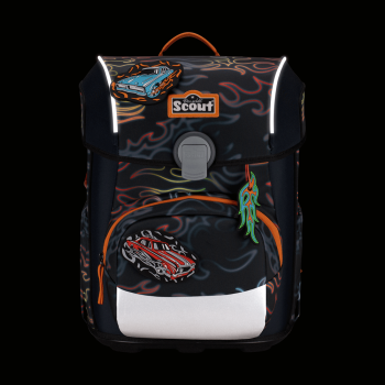 Preview: Scout Neo Exklusiv Safety Light Flames  Schulranzen Set 4 tlg. inkl. 3x AA Batterien