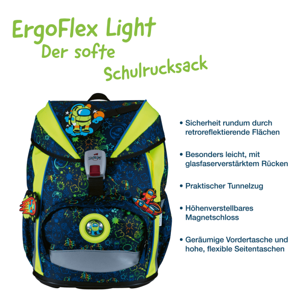 DerDieDas ErgoFlex Light Neon Crazy  Schulrucksack-Set