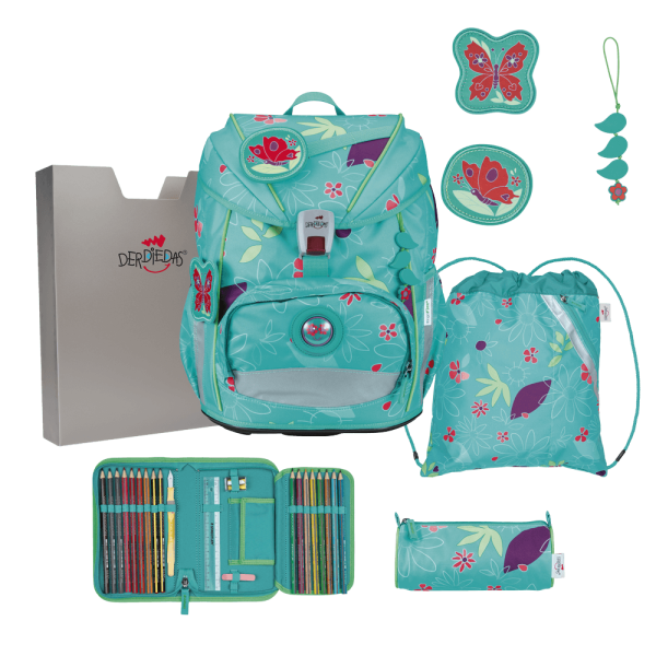 DerDieDas ErgoFlex Light Butterfly Garden  Schulrucksack-Set 5 tlg